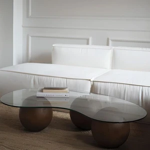 Velura Home & Living Modern Orta Sehpa & Cam Sehpa & Küre Sehpa & Top Sehpa - Koyu Ceviz