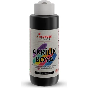 Red Rose Siyah Akrilik Boya 120 ml Sanatsal, Dekoratif, Hobi Amaçlı, Canlı Renkler