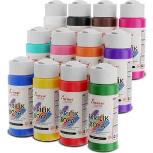 Red Rose Tüm Renkler Akrilik Boya 12'lı Set 12X60 ml Dekoratif, Hobi Amaçlı, Sanatsal, Canlı Renkler