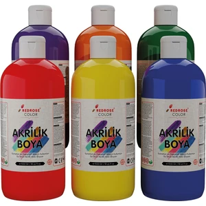 Red Rose Ara Renkler Akrilik Boya 6'lı Set 6X500 gr Dekoratif, Hobi Amaçlı, Sanatsal, Canlı Renkler