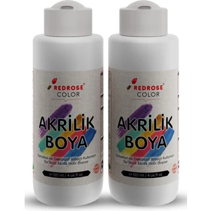 Red Rose Beyaz Akrilik Boya 2'li Set 2X120 ml Dekoratif, Hobi Amaçlı, Sanatsal, Canlı Renkler