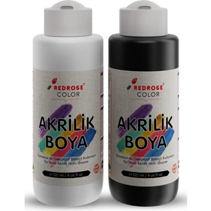 Red Rose Beyaz-Siyah Akrilik Boya 2'li Set 2X120 ml Dekoratif, Hobi Amaçlı, Sanatsal, Canlı Renkler