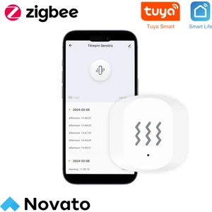 Zigbee Titreşim Sensörü ( Tuya, Smart Life, Home Assistant, Zigbee2MQTT Uyumlu ) Seviye Ayarlı, Titreşim, Eğim, Düşme Algılama