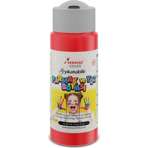 Red Rose Kırmızı Parmak Boyası 60ML Yıkanabilir, En-71 Sertifikalı, Toksik Içermez, Çocuk Okul Kreş Için