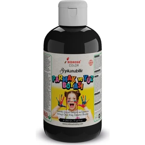 Red Rose Siyah Parmak Boyası 250GR Yıkanabilir, En-71 Sertifikalı, Toksik Içermez, Çocuk Okul Kreş Için