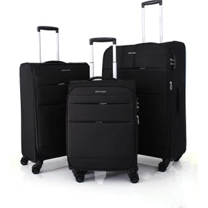 Pierre Cardin 4200 3'lü Set Ultra Light Hafif Lüx Kumaş Tekerlekli Valiz