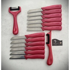 Işıltılı Meyve ve Sebze Bıçağı ve Soyacak 14'lü Pembe