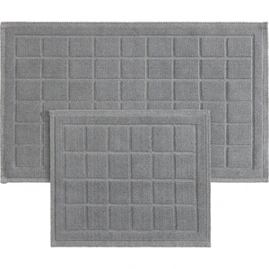 Koza Home Medea Gri 2li Pamuk Kare Desenli Banyo Paspas Takımı 60X100 60X50 8596