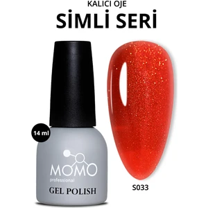 Momo Professional Kalıcı Oje S033  Altın Simli Alev Kırmızı 14 ml