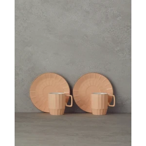 English Home Angely New Bone China 4 Parça 2 Kişilik Kahve Fincan Takımı Somon
