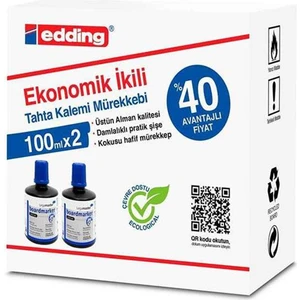 Edding 2'Li Tahta Kalemi Mürekkebi 100 Ml - Mavi