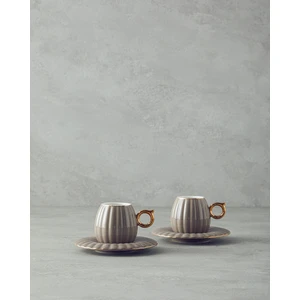 Polka New Bone China 4 Parça 2 Kişilik Kahve Fincan Takımı Vizon