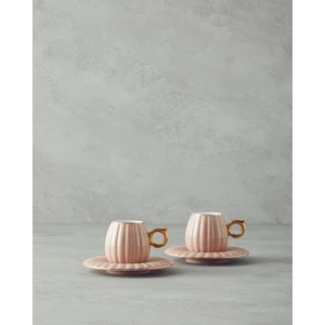 Polka New Bone China 4 Parça 2 Kişilik Kahve Fincan Takımı Pudra