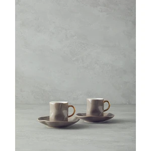English Home Rolly New Bone China 4 Parça 2 Kişilik Kahve Fincan Takımı Vizon