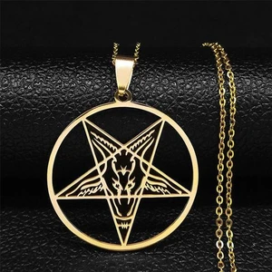 Erkekler Için Büyük Tılsım Baphomet Paslanmaz Çelik Goth Pagan Pentagram Kolye (Yurt Dışından)