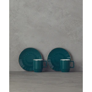 English Home Angely New Bone China 4 Parça 2 Kişilik Kahve Fincan Takımı Koyu Yeşil