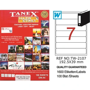 TW-2107 192,5mmx39mm Etiket 100 Tabaka