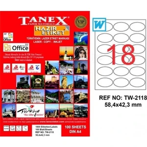 TW-2118 58,4mmx42,3mm Etiket 100 Tabaka
