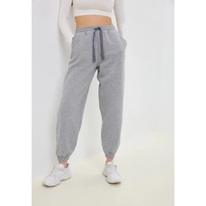 Unisex Jogger 2ip Örme Kumaş Eşofman Alt Gri Lastik Paça Yüksek Bel  Eşofman