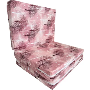 Katlanır Yer Yatağı ve Tek Kişilik Sünger Katlanır Minder Yatak 90X190X10 Cm-Pembe Ağaç