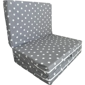 Katlanır Yer Yatağı ve Tek Kişilik Sünger Katlanır Minder Yatak 90X190X10 Cm-Büyük Gri Yıldız