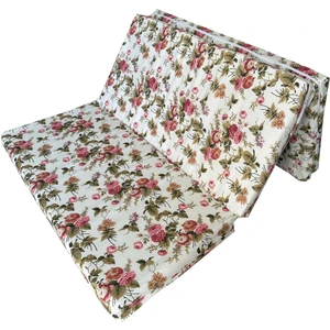 Çift Kişilik Katlanır Yer Yatağı ve Sünger Yatak Katlanır Minder Yatak 120X195X8 Cm-Ingiliz Gülü