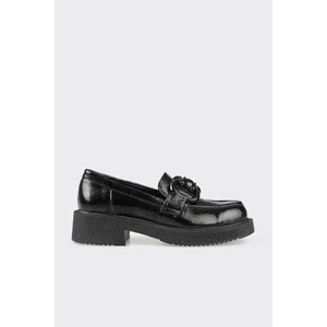 Siyah Deri Kadın Loafer