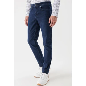 Koyu Lacivert %100 Pamuk 5 Cep Slim Fit Dar Kesim Casual Denim Pantolon 1023235160