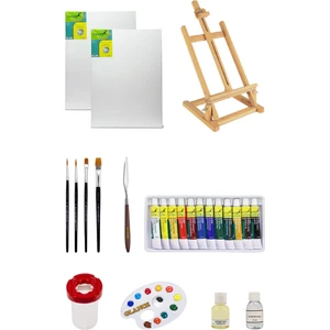 Masaüstü Şövale Fanart Academy Yağlı Boya Seti 12X12ML 2 Adet 35X50 Tuval Başlangıç Seti
