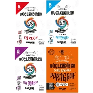 Ankara Yayıncılık 2024 8.⁠ ⁠.Sınıf Güçlendiren Türkçe 20'li Deneme - Matematik 20'li Deneme - Fen Bilgisi   20'li Deneme - Güçlendiren Paragraf Soru Bankası 4'lü Set