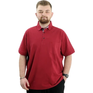 Battal Beden Erkek Tshirt Polo Yaka Cepli Klasik Pike 20552 Bordo