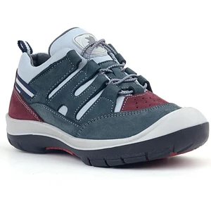Hakiki Deri Gri Bordo Lastik Bağcıklı Çocuk Outdoor Ayakkabı