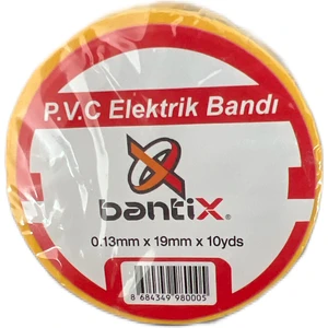 Elektrik Bandı 10 Adet 19 mm x 10 Yds Sarı Elektrik Izole Bandı 10'lu Paket