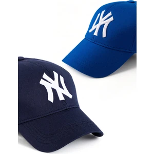 EKE TEKSTİL Unisex 2'li Set Lacivert ve Saxs Mavisi Ny New York Beyzbol Şapka
