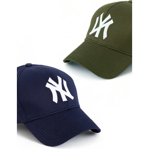 EKE TEKSTİL Unisex 2'li Set Lacivert ve Haki Renk  Ny New York Beyzbol Şapka