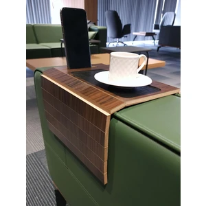 Arkitekt Ex Telefon Tutuculu Ahşap Katlanır Portatif  Organizer Yan Sehpa Kaydırmaz Deri Yüzeyli