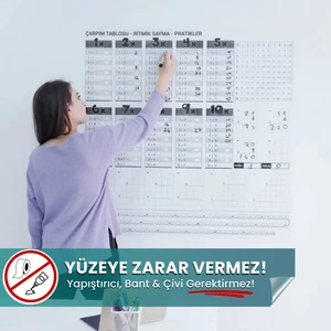 Pi Papers Çarpım Tablosu - Yapışkansız Tutunan, Not Kağıt Tutucu Özellikli Statik Akıllı Kağıt Yazı Tahtası