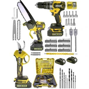 Alman 598 Vf 3'1 Yeni Nesil Motor Çelik Mandren 13 mm Matkap+Şarjlı Ağaç Dal Kesme ve Budama Makası