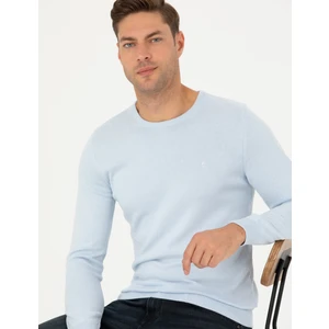 Pierre Cardin Erkek Açık Mavi Slim Fit Bisiklet Yaka Basic Triko Kazak 50270179-VR003