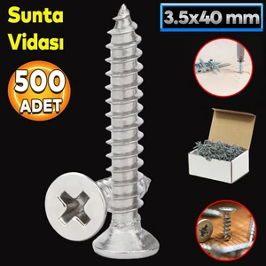 Sunta Vidası 3.5X40 Paket 500 Adet Sivri Uçlu Ahşap Tahta Ağaç Mobilya Ayak Kulp Vidası