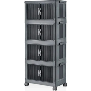 Kitchen Life 4'lü Portatif Istiflenebilir Tekerlekli Organizer Dolap  - Mutfak Banyo Rafı Saklama Kutusu Sepet