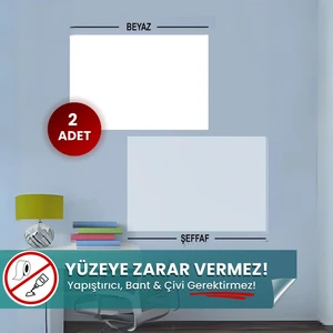 Pi Papers Akıllı Kağıt - 60x100 Cm 1 Şeffaf+1 Beyaz, Not Belge Fotoğraf Tutucu Özellikli Statik Sihirli Pano, Yeri Değiştirilebilir, Taşınabilir, Pratik Yazı Tahtası