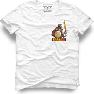 Antik Savaşçı Tasarım T-Shirt, Pamuklu Kısa Kollu T-Shirt