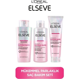 Glycolic Gloss Mükemmel Parlaklık Şampuan 200ML + Saç Kremi 150ML+ Laminasyon Bakım 200ML 3'lü Saç Bakım Seti
