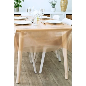 Sarı Simli Şeffaf Muşamba Masa Örtüsü-0,20 mm Kalınlık- Farklı Ölçülerde