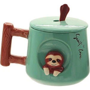 The Mia Tembel Hayvan Kapaklı ve Kaşıklı Kupa 370 ml