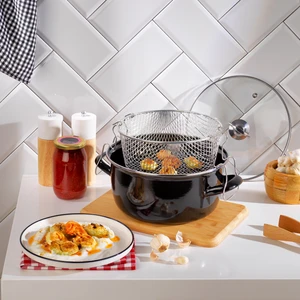 Fry Çıtır Kızartma Tenceresi 22 Cm-3 Parça-Siyah