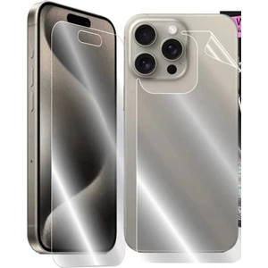 Apple iPhone 15 Pro Max Uyumlu Ön+Arka Şeffaf Çizilme Darbelere Karşı Koruyucu Nano Jelatin