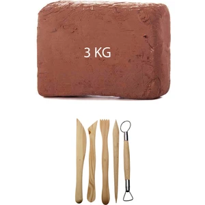 Kahve Çamur Kırmızı Kil Seramik Hamuru 3 kg Ebeşuar Seti Seramik Şekillendirme Seti