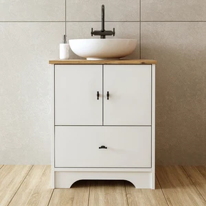 Ayaklı 2 Kapaklı Lavabolu Mdflam 60 cm Banyo Dolabı